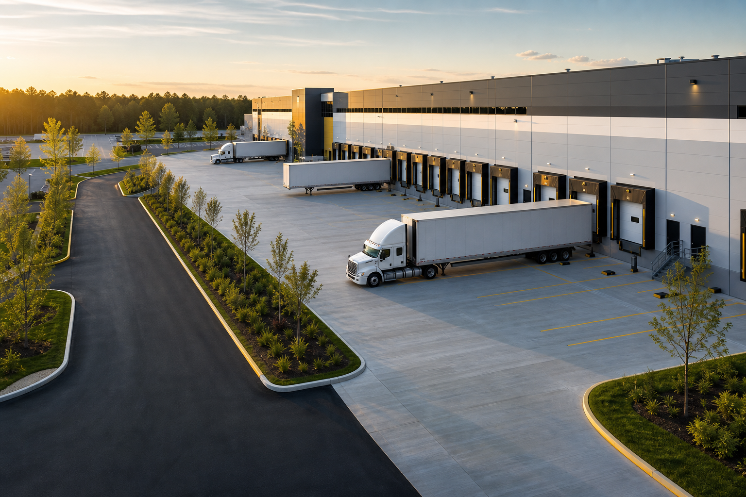 Modern loading docks and industrial logistics circulation area